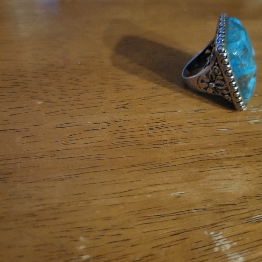 Statement Ring Thailand Fd Turquoise Sterling Sil… - image 5